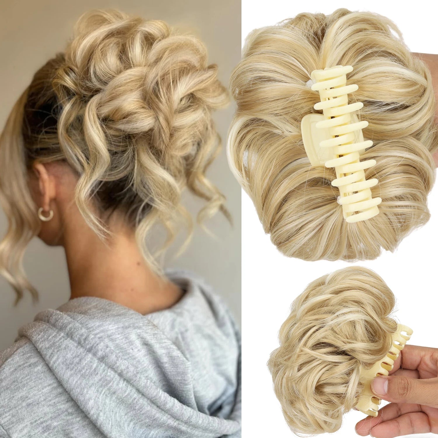 Extensiones de Cabello Sintético con Clip, Moño Despeinado, Postizo Rizado para Mujer, Uso Diario y Fiestas, Varios Colores Disponibles