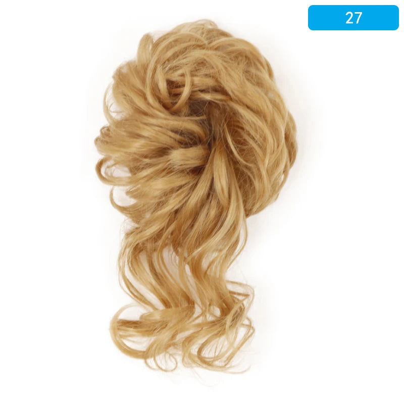 AZQUEEN-extensión de cabello de moño desordenado, banda elástica sintética, moño ondulado rizado, Scrunchies Donut Updo, postizo para mujer