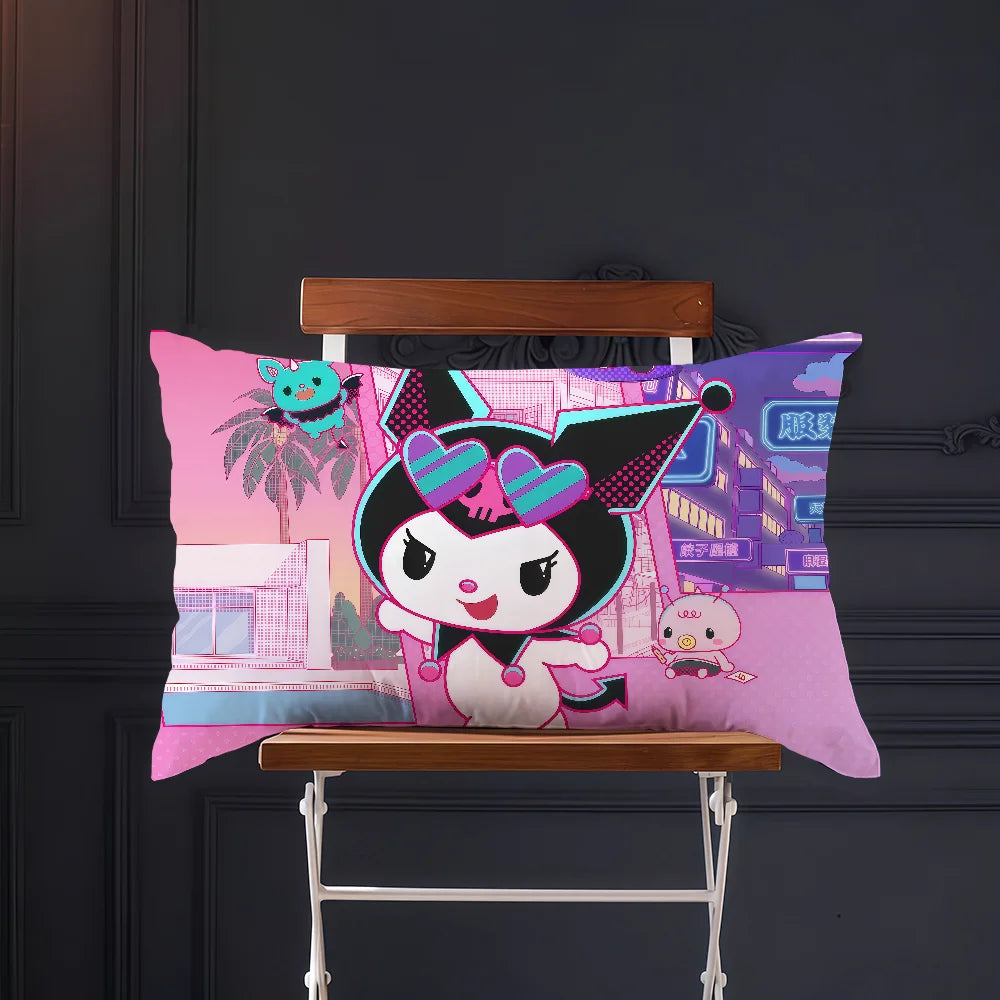 Funda de cojín My m-Melody dibujos animados rectángulo divertido lindo SRO funda de almohada hogar sofá sala de estar cafetería k-kuromi funda de almohada