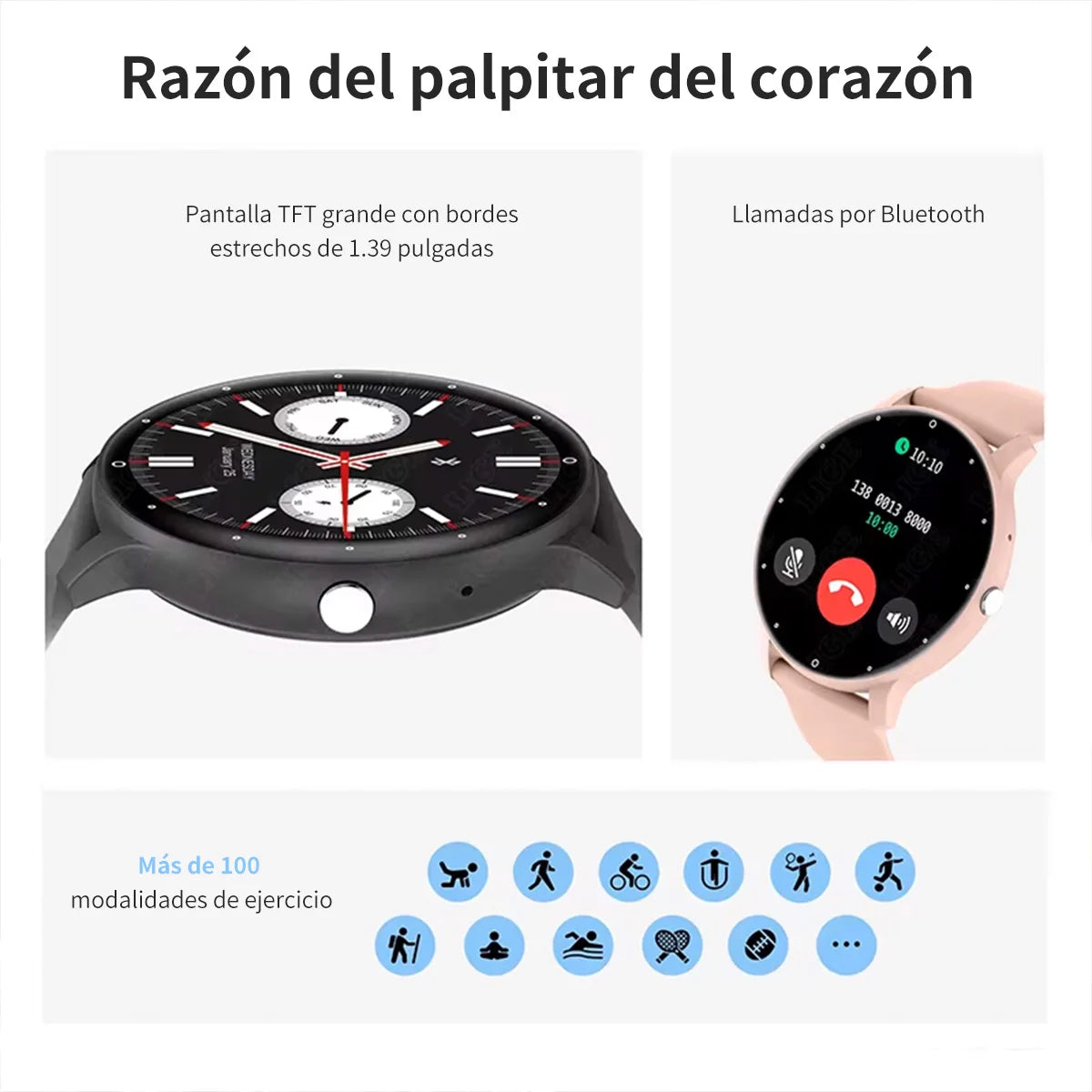 Música dos auriculares reloj inteligente hombres Bluetooth Monitor de salud reloj inteligente deportivo