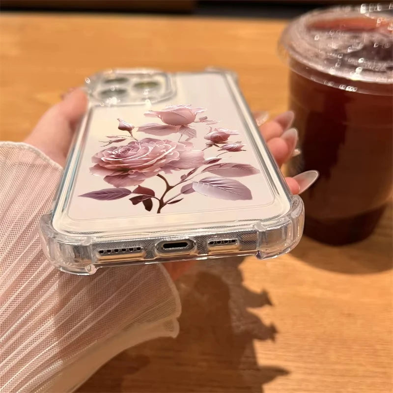 Funda de Silicona Transparente con Diseño de Flores para iPhone 17 Pro Max 11 12 13 14 Plus 15 16 Pro 17 Air X XR XS, Carcasa Protectora Suave