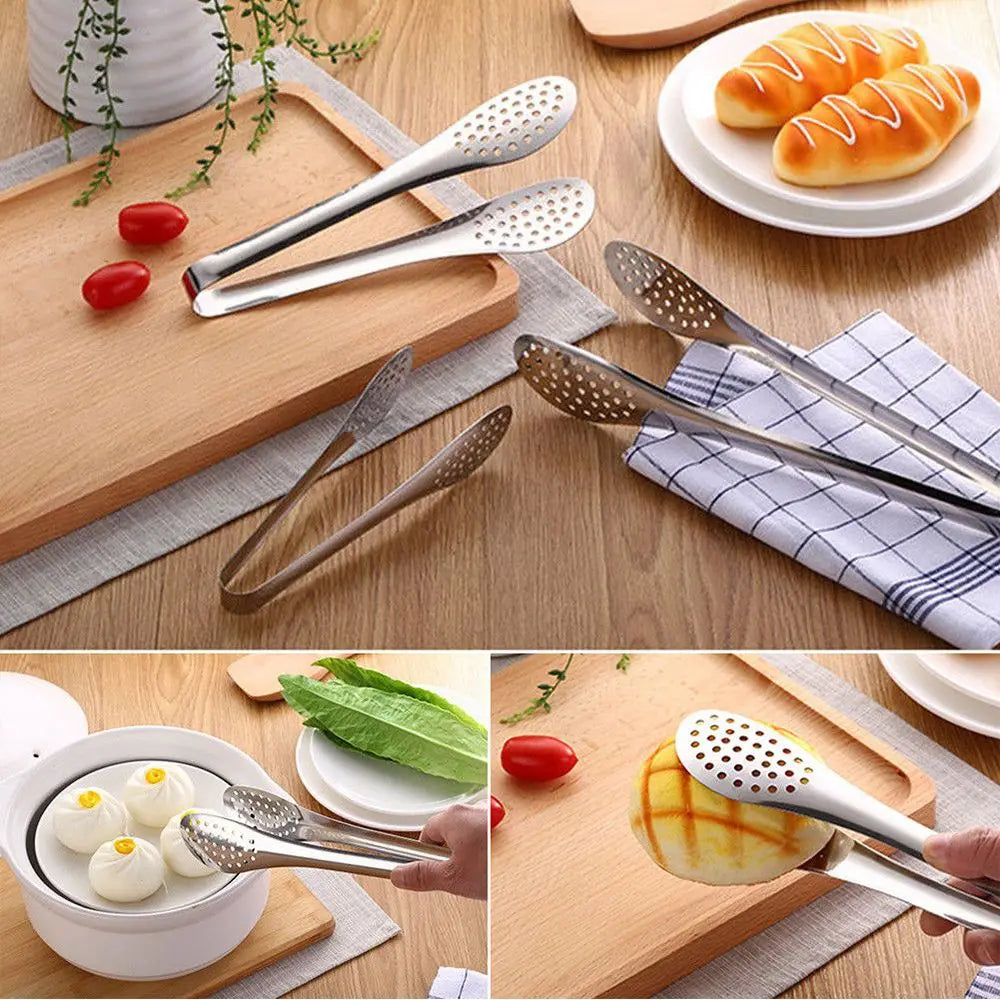 Utensilios de Cocina, Pinzas para Servir Ensaladas Resistentes al Calor, Pinzas para Barbacoa, Pinzas para Buffet, Pinzas para BBQ de Acero Inoxidable