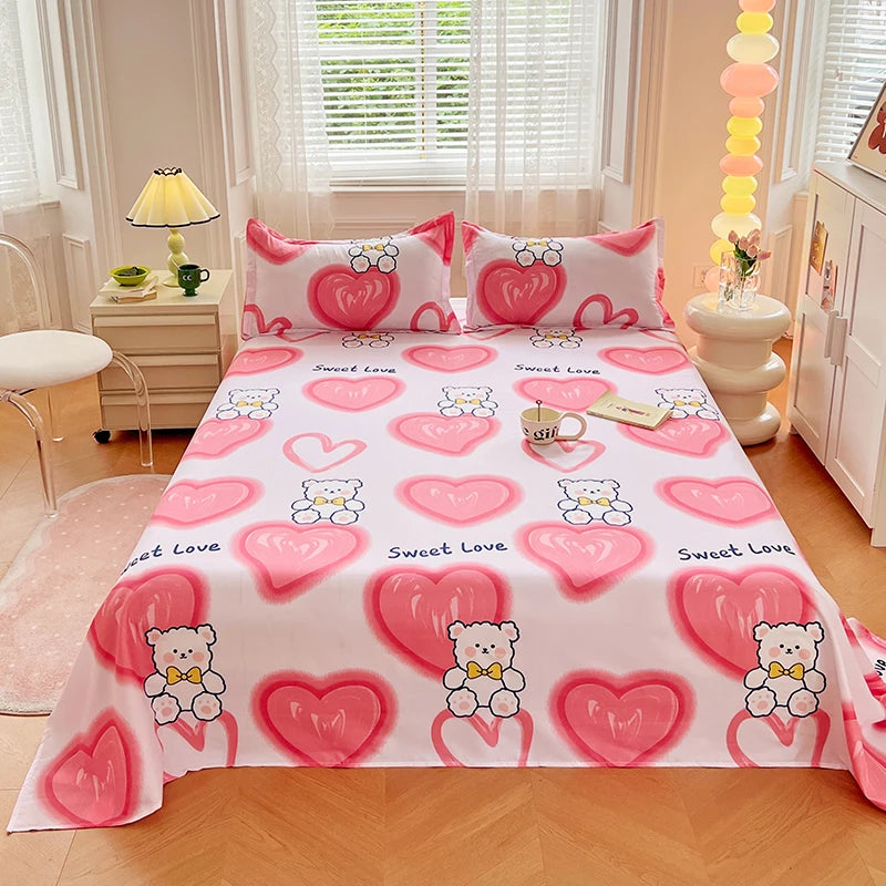 Sábanas Suaves y Agradables al Tacto, Estampadas, para el Hogar, Planas, para Cama King, Queen, Individual, Doble, Transpirables, Duraderas, 1 o 3 Piezas/Juego