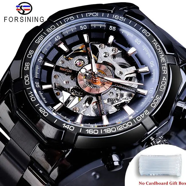 Forsining-Reloj de acero inoxidable 2021 para hombre, accesorio masculino de pulsera resistente al agua con esqueleto, de marca superior de lujo, transparente, deportivo
