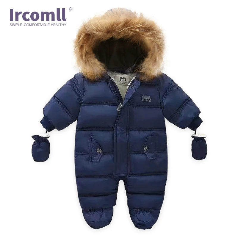 Ircomll, ropa de bebé de alta calidad, monos para niños, invierno con capucha y piel, pelele cálido para niños, mono, ropa para niños pequeños