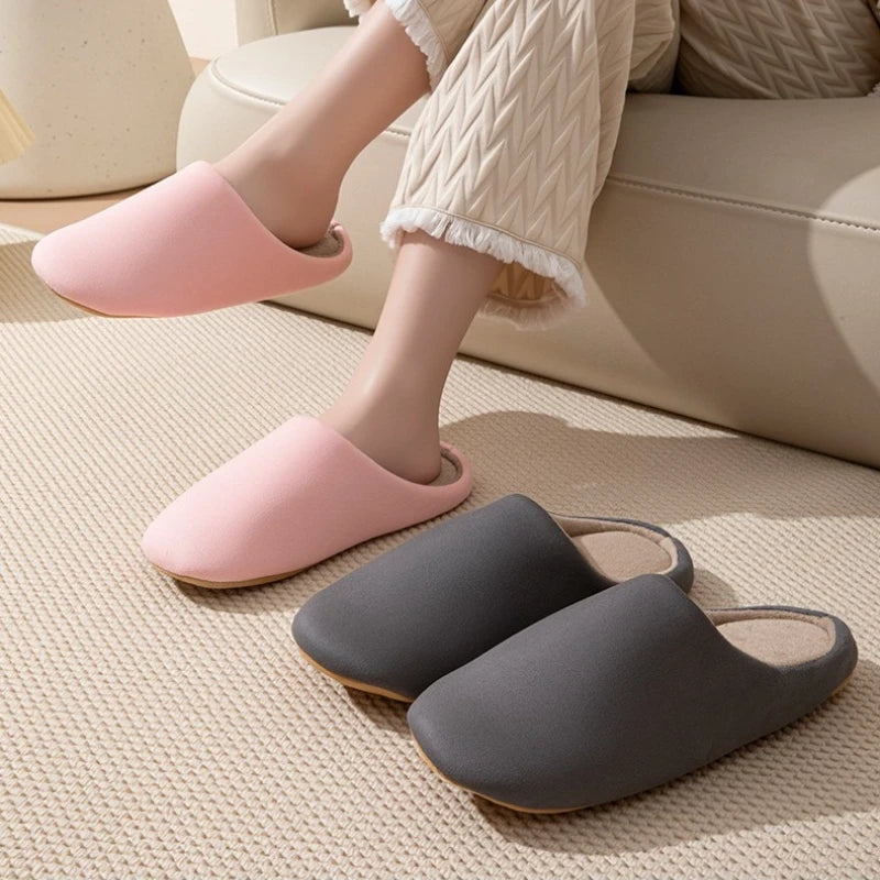 Zapatillas de algodón insonorizadas neutrales, suelas blandas de estilo japonés, zapatillas de invierno antideslizantes para parejas, zapatos para el hogar para suelo interior