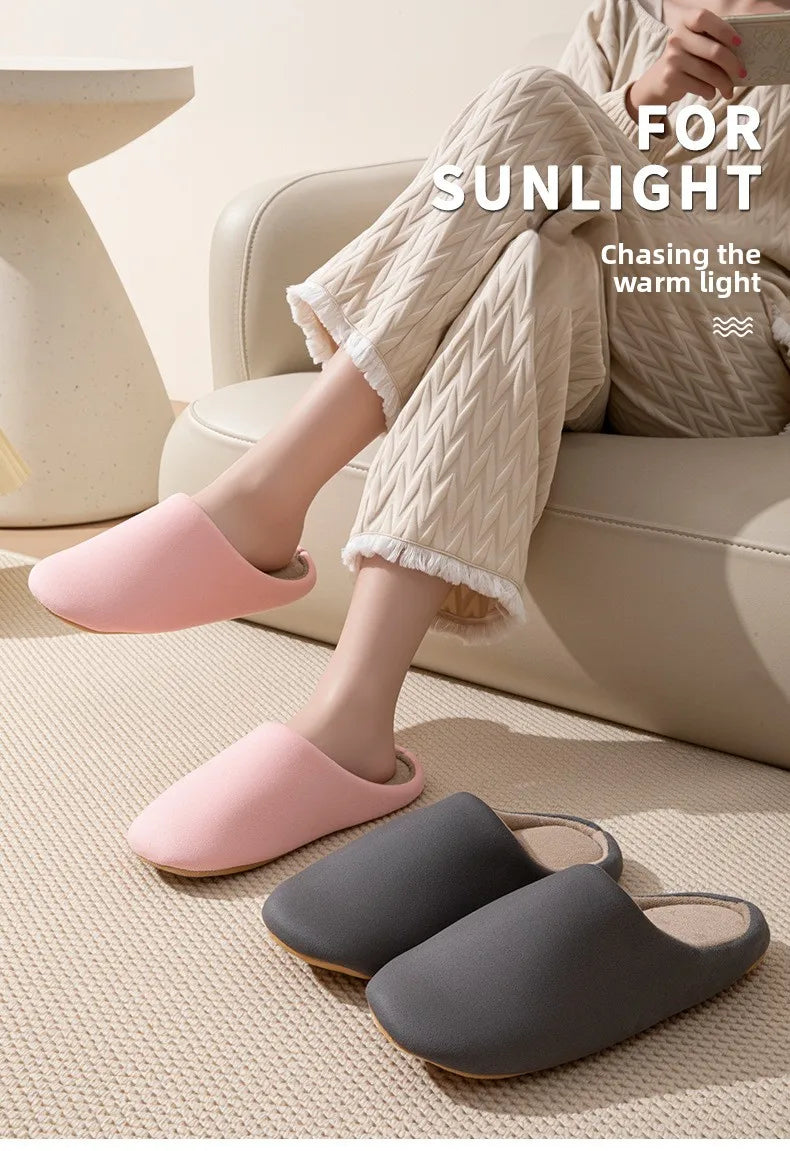Zapatillas de algodón insonorizadas neutrales, suelas blandas de estilo japonés, zapatillas de invierno antideslizantes para parejas, zapatos para el hogar para suelo interior