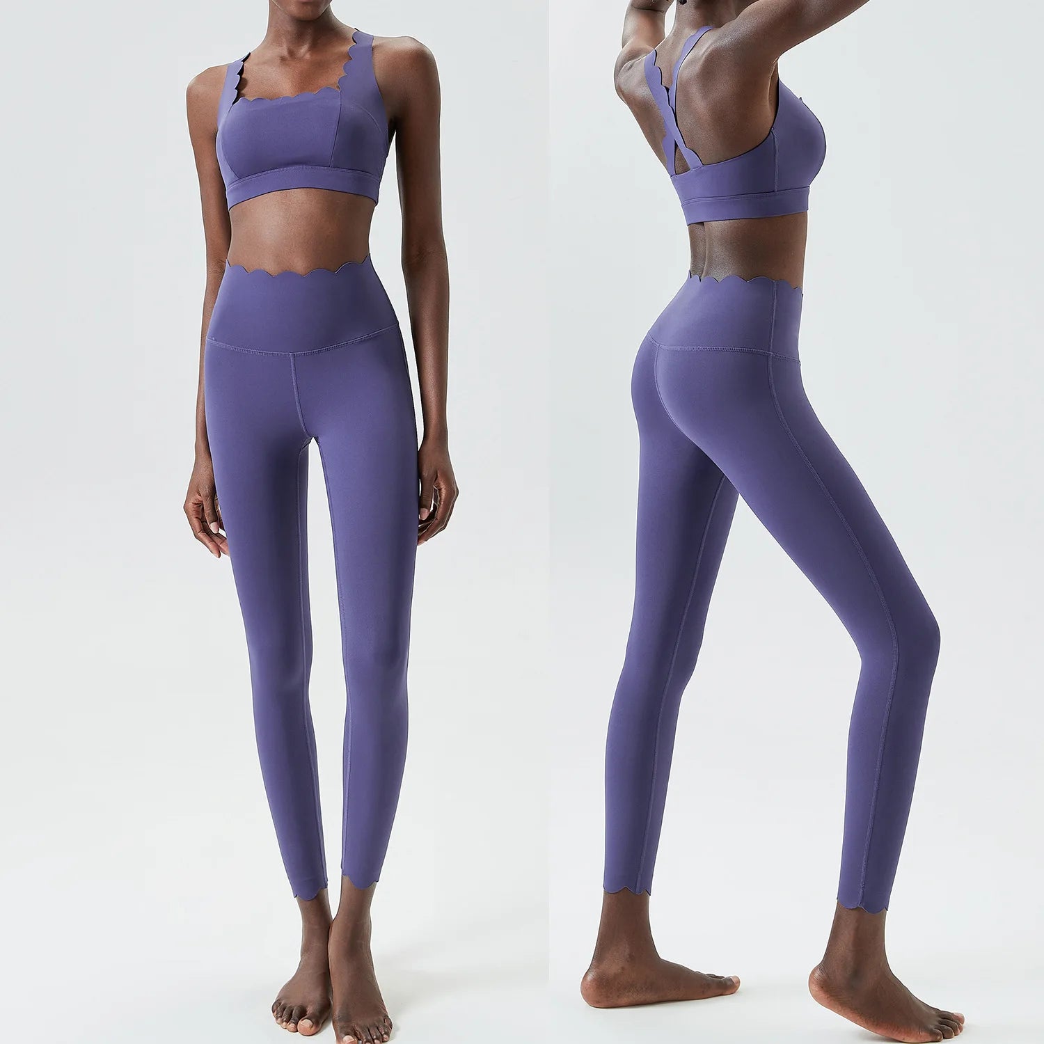 Traje de gimnasio de Color sólido para mujer, conjunto de dos piezas para Fitness y Yoga, ropa deportiva ajustada para correr, ropa de entrenamiento transpirable