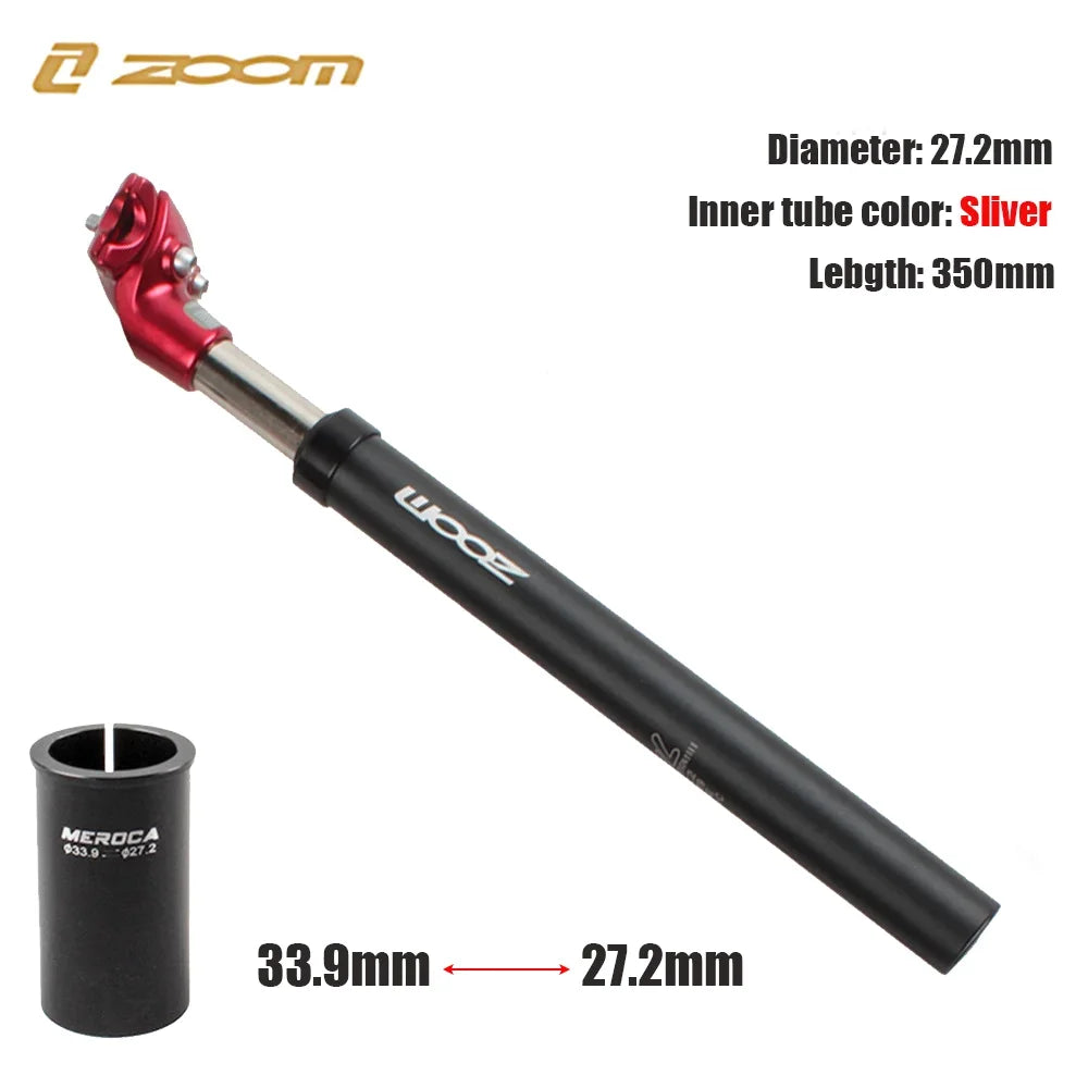 ZOOM-tija de sillín de suspensión para bicicleta de montaña, amortiguador, Alu, 27,2, 28,6, 30,1, 30,4, 30,9, 31,6, 33,9mm