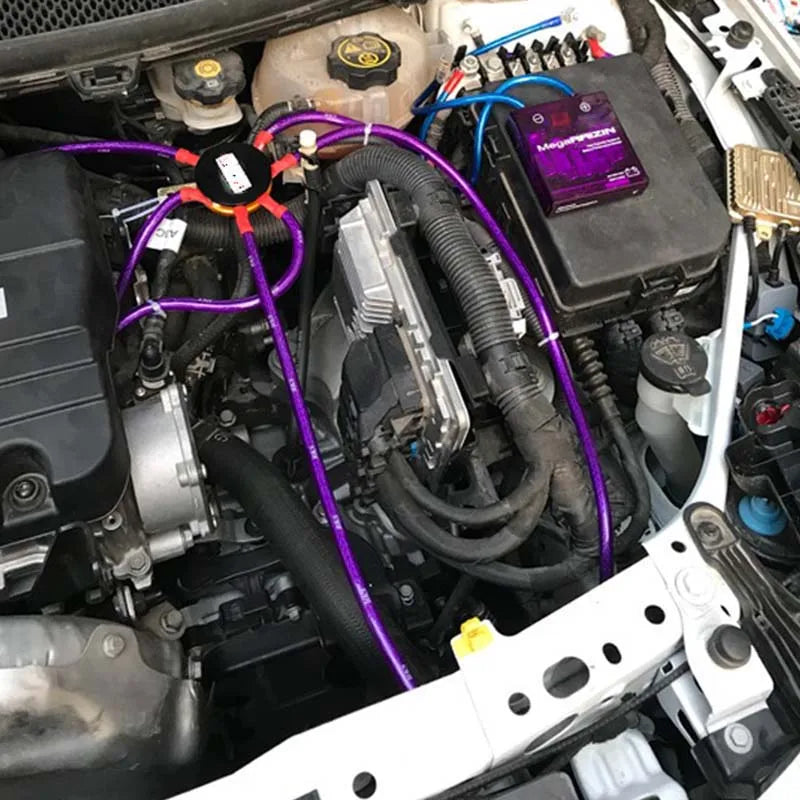 Kit de cables de conexión a tierra Cables de tierra de coche universales de 5 puntos Alto rendimiento Mejora la potencia JDM Racing Azul Púrpura Rojo