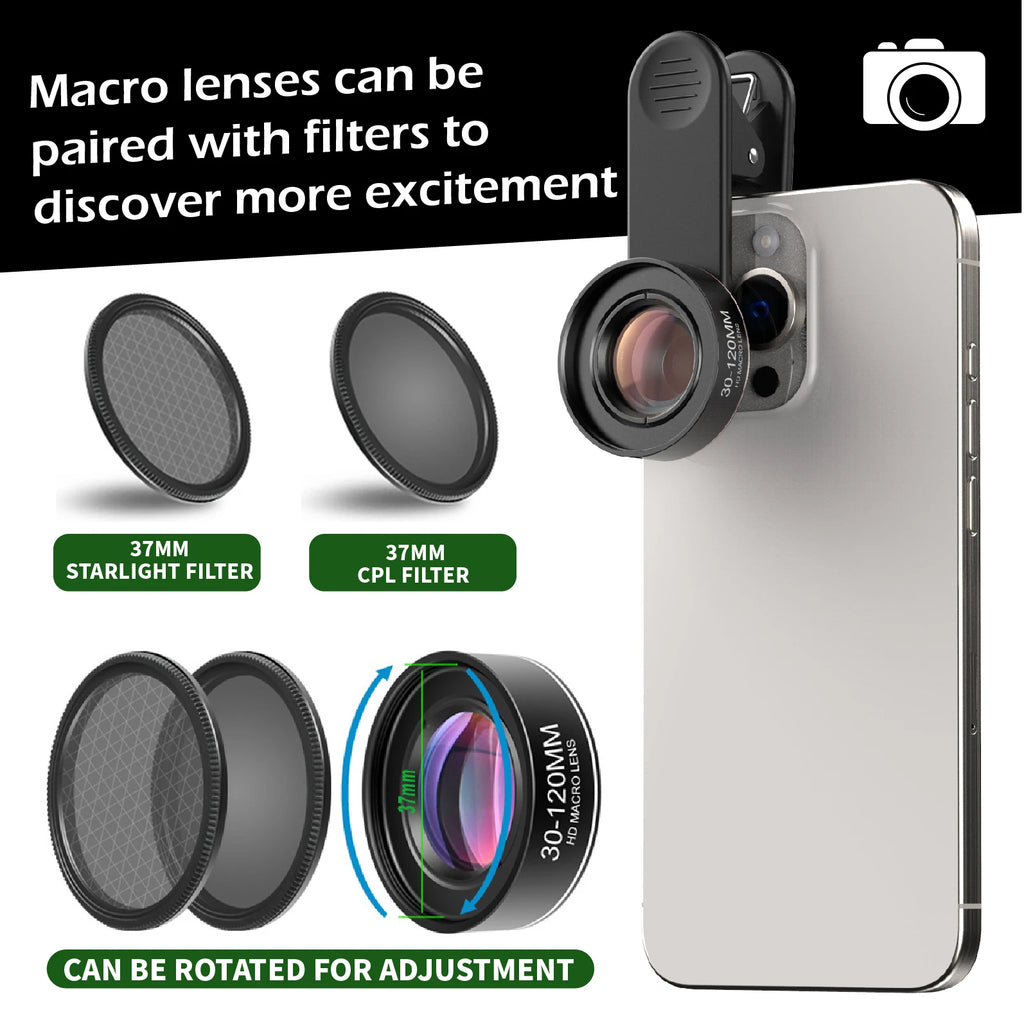 Nueva lente Macro mejorada 4K HD 30-120mm lente de teléfono Ultra cámara filtros CPL Star para iPhone xs Max Samsung s10 todos los teléfonos inteligentes