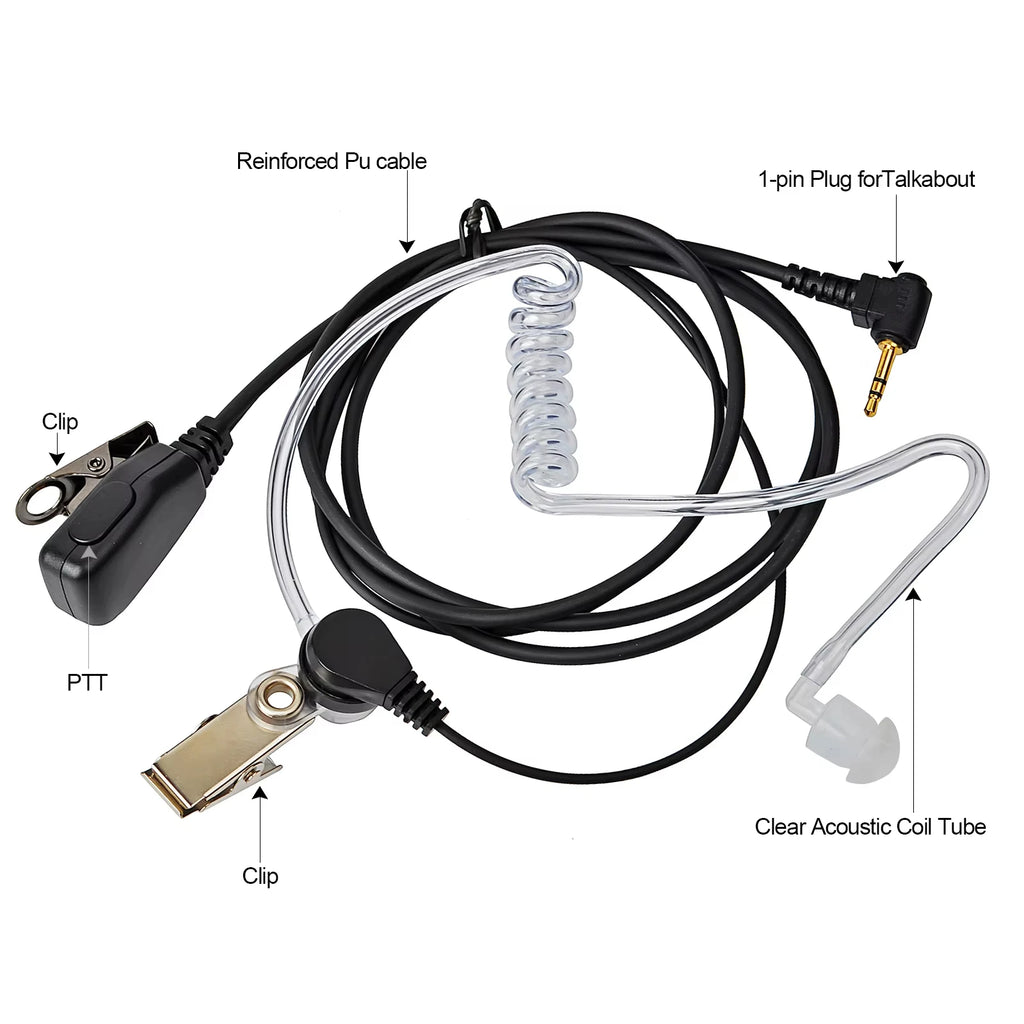 10 Uds 2,5mm Walkie Talkie auriculares 1 Pin micrófono tubo acústico auricular Compatible con Motorola TLKR-T60 T61 T62 T80 T81 T82 T-92