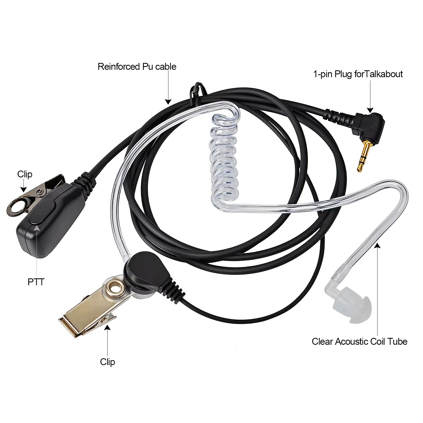 10 Uds 2,5mm Walkie Talkie auriculares 1 Pin micrófono tubo acústico auricular Compatible con Motorola TLKR-T60 T61 T62 T80 T81 T82 T-92