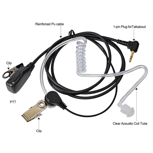 10 Uds 2,5mm Walkie Talkie auriculares 1 Pin micrófono tubo acústico auricular Compatible con Motorola TLKR-T60 T61 T62 T80 T81 T82 T-92
