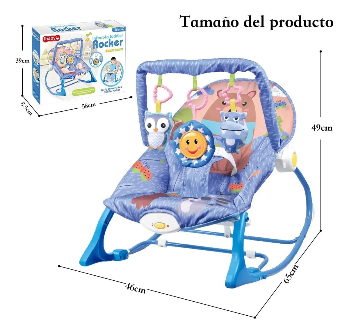 Mecedora de bebé, juguete eléctrico para bebé, música relajante, reclinable para persuadir al bebé, artefacto