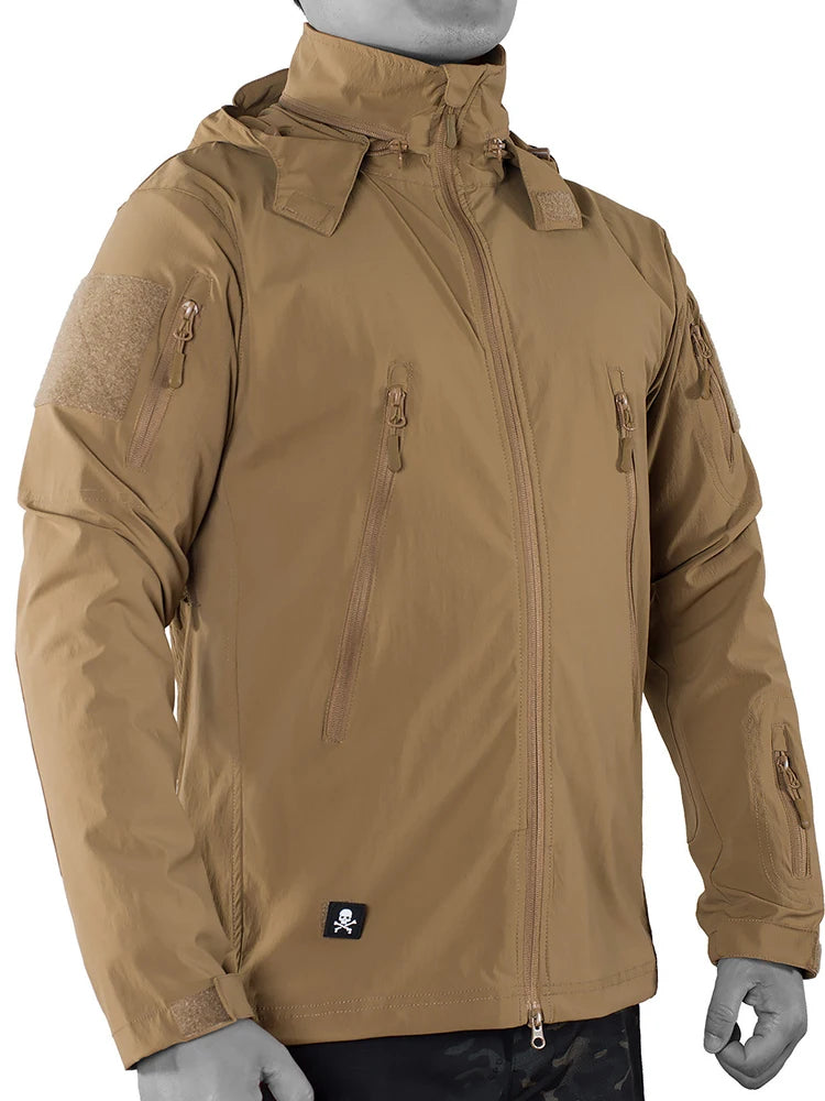 Chaqueta táctica delgada de nylon para exteriores, modelo Tr RG Light Cavalry, impermeable, con capucha, tipo softshell, para asalto.