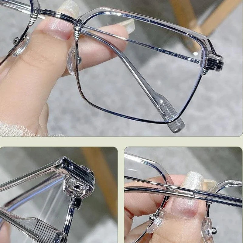 Gafas de lectura cuadradas a la moda para hombres y mujeres, gafas para presbicia con marco de Metal antiluz azul, gafas antifatiga para ordenador de 0 a + 4,0