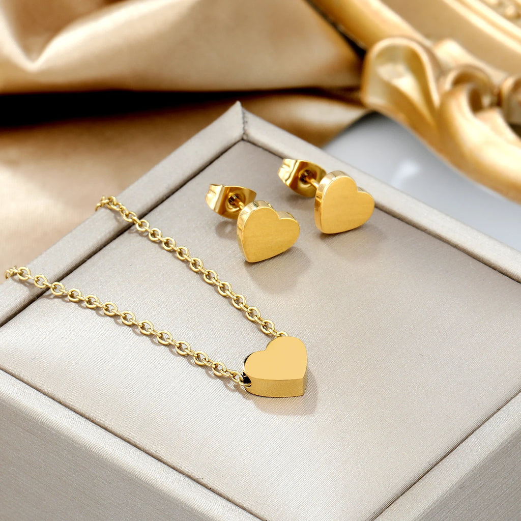 ASONSTEEL-collar con colgante de circonia y flor de corazón brillante para mujer, conjuntos de joyería de acero inoxidable, regalos delicados para uso diario