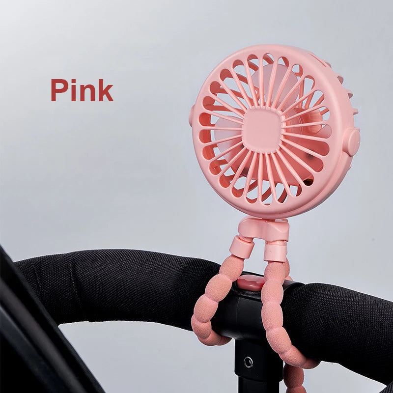 Ventilador Portátil con Clip, Mini Ventilador para Cochecito de Bebé, Recargable por USB, Ventilador Octopus 360 °   Ventilador de Trípode Giratorio para Exteriores, Ventilador Pequeño con Clip