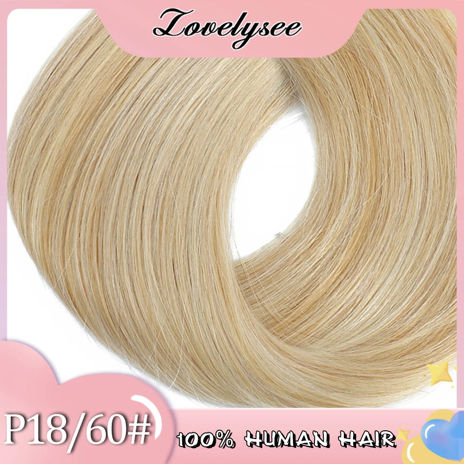 Lovelysee 3/4 media peluca de cabello humano con Clip en extensiones de cabello cabello Remy liso sedoso Color marrón suave 150% 180% peluca para mujeres