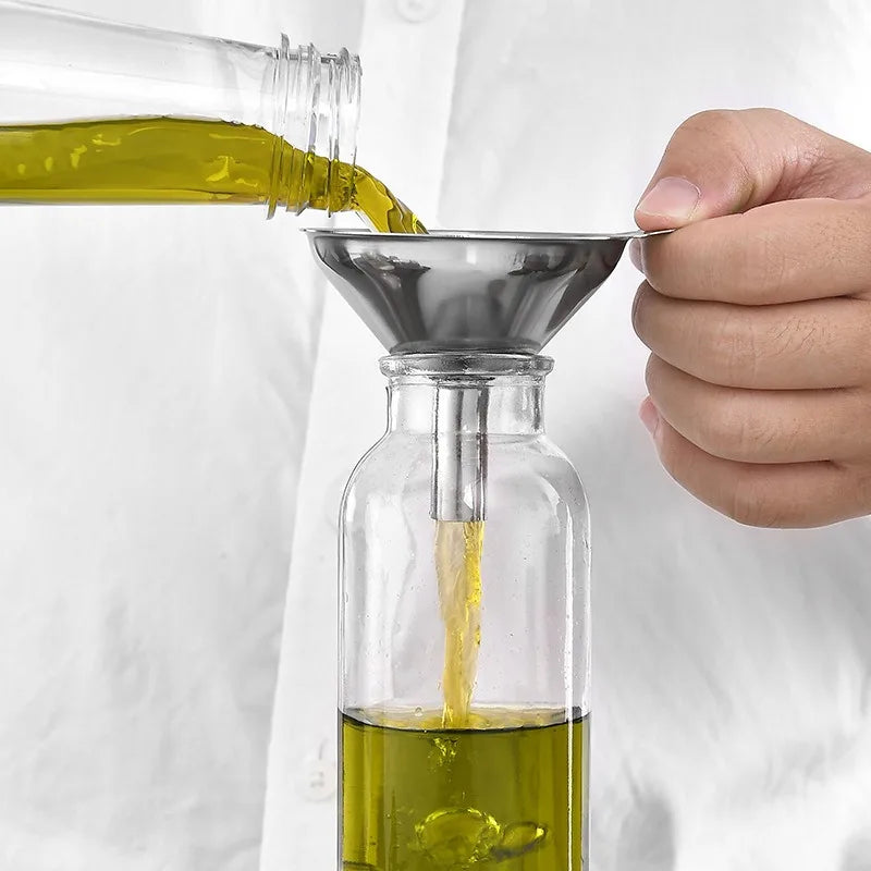 Juego de embudos de acero inoxidable, embudos metálicos de calidad alimentaria con cepillo de limpieza para llenar botellas, herramienta de filtro de aceite y líquido de cocina, 3 uds.