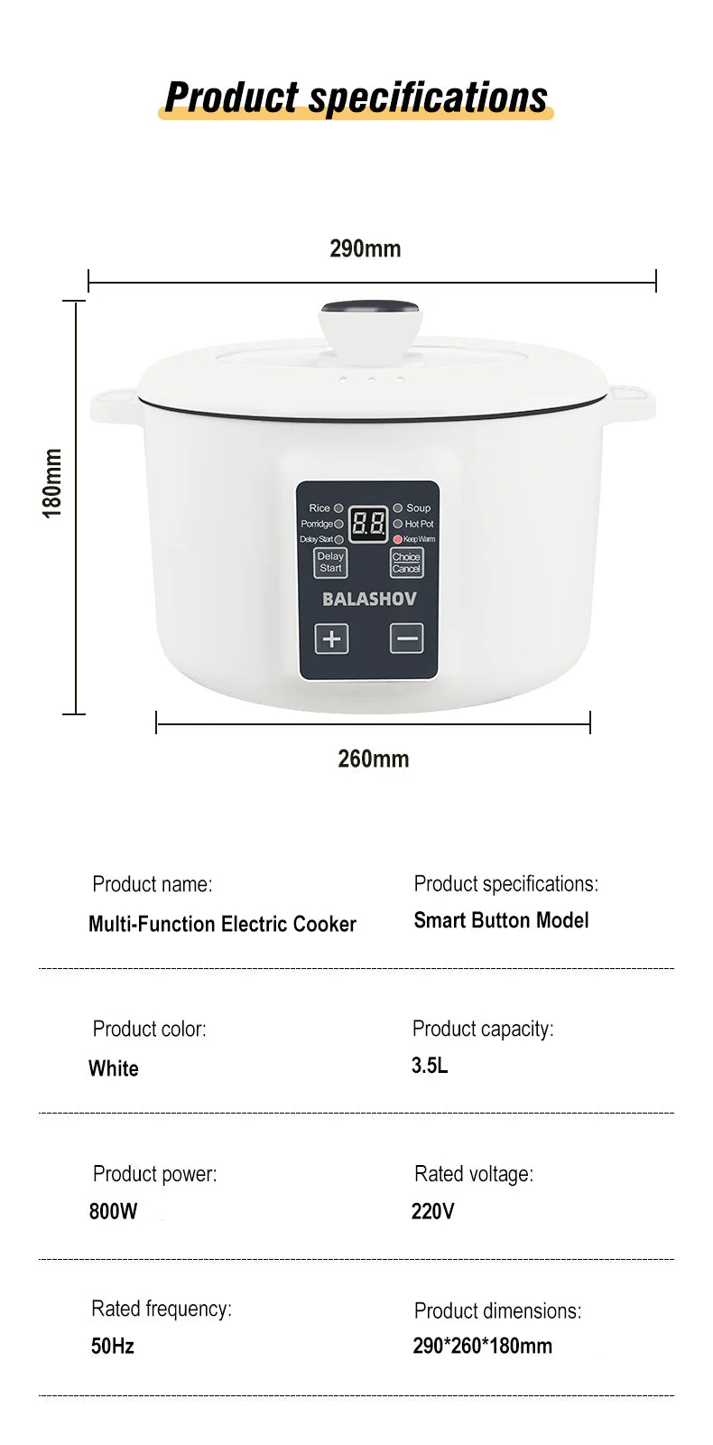 Cocinas múltiples para el hogar de 220V, cocina eléctrica de 3,5 L, olla de cocina antiadherente, olla caliente, olla arrocera inteligente, aparatos de cocina