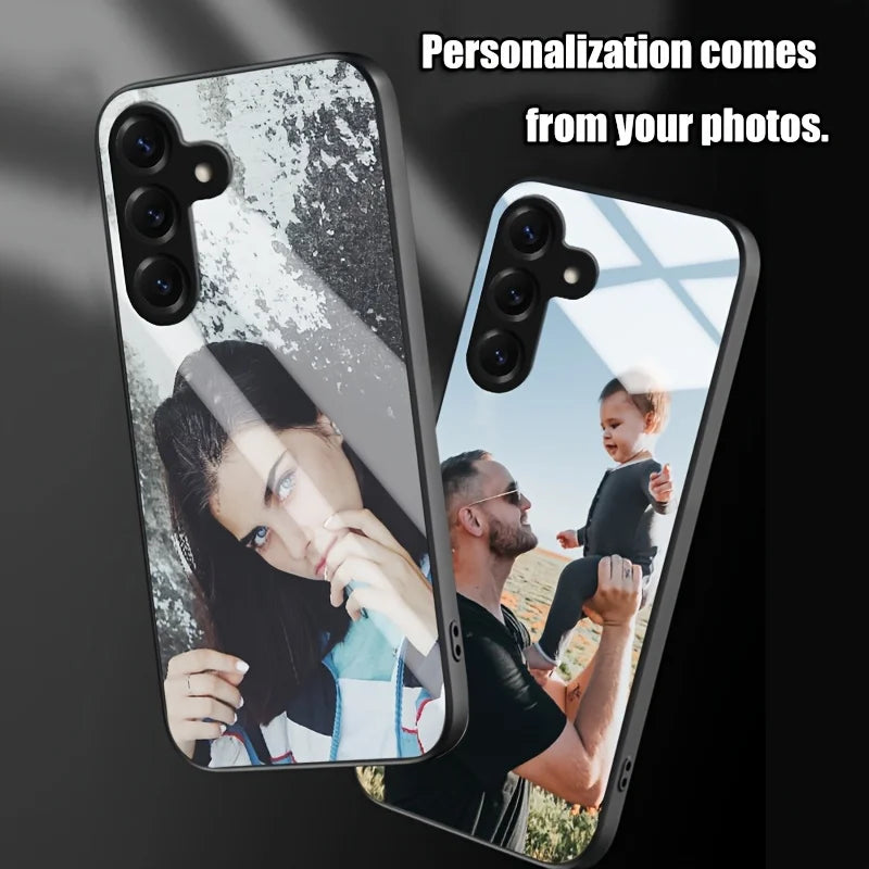 Funda Personalizada para Samsung Galaxy S20 S21 S22 S23 S24 S25 S26 FE Plus Ultra Edge 5G, Funda de Lujo con Espejo de Cristal Negro