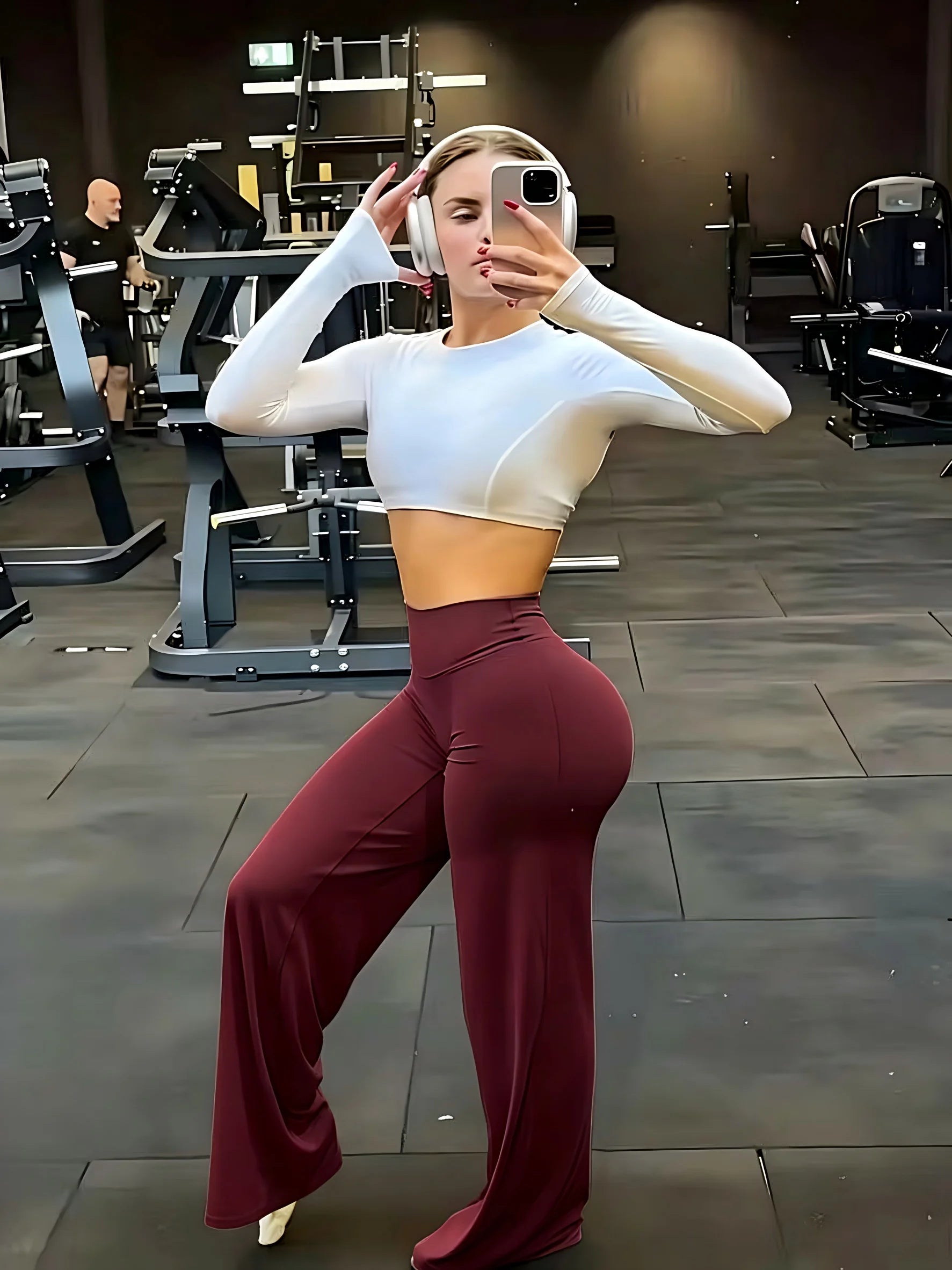 Pantalones de Yoga de Cintura Alta con Control de Abdomen y Pierna Ancha, Leggings de Compresión para Levantar Glúteos para Mujer