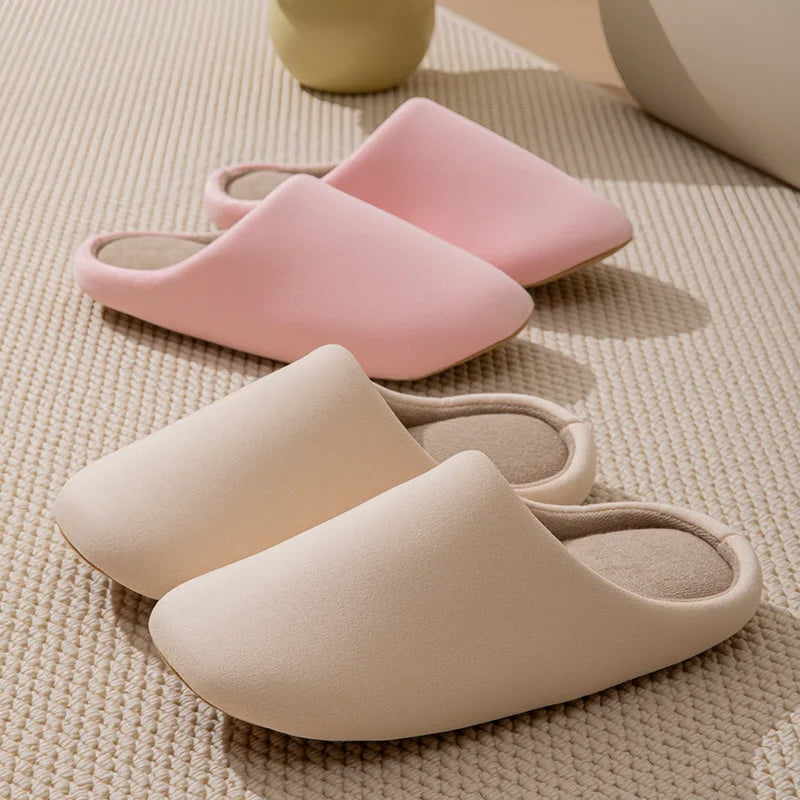 Zapatillas de algodón insonorizadas neutrales, suelas blandas de estilo japonés, zapatillas de invierno antideslizantes para parejas, zapatos para el hogar para suelo interior