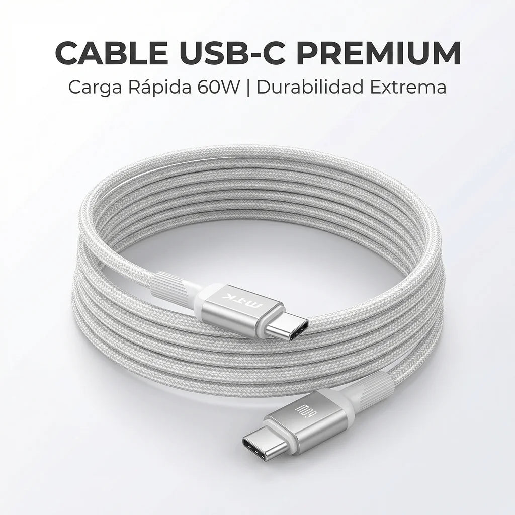 Cable USB C a USB C de 60w y 1M, Tipo C a Tipo C, Carga Rápida 20V 3A, Compatible con Smartphone Galaxy, Macbook Pro, MacBook Air