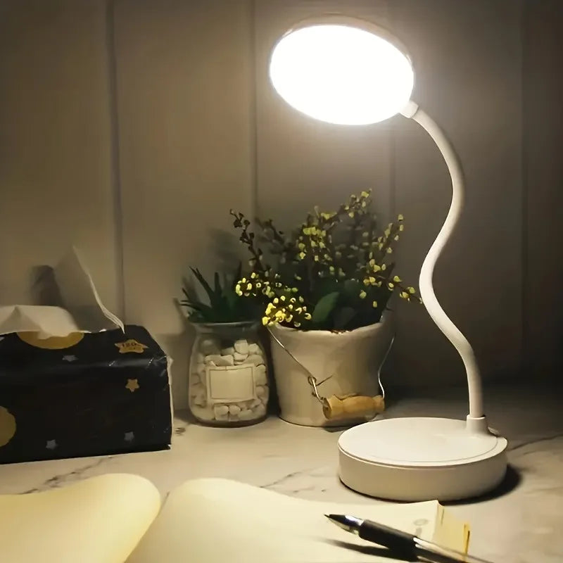 Lámpara de escritorio LED flexible con atenuador de 3 niveles, alimentada por USB, cuidado de los ojos, luz blanca cálida, perfecta para el hogar, la oficina, la lectura, el estudio