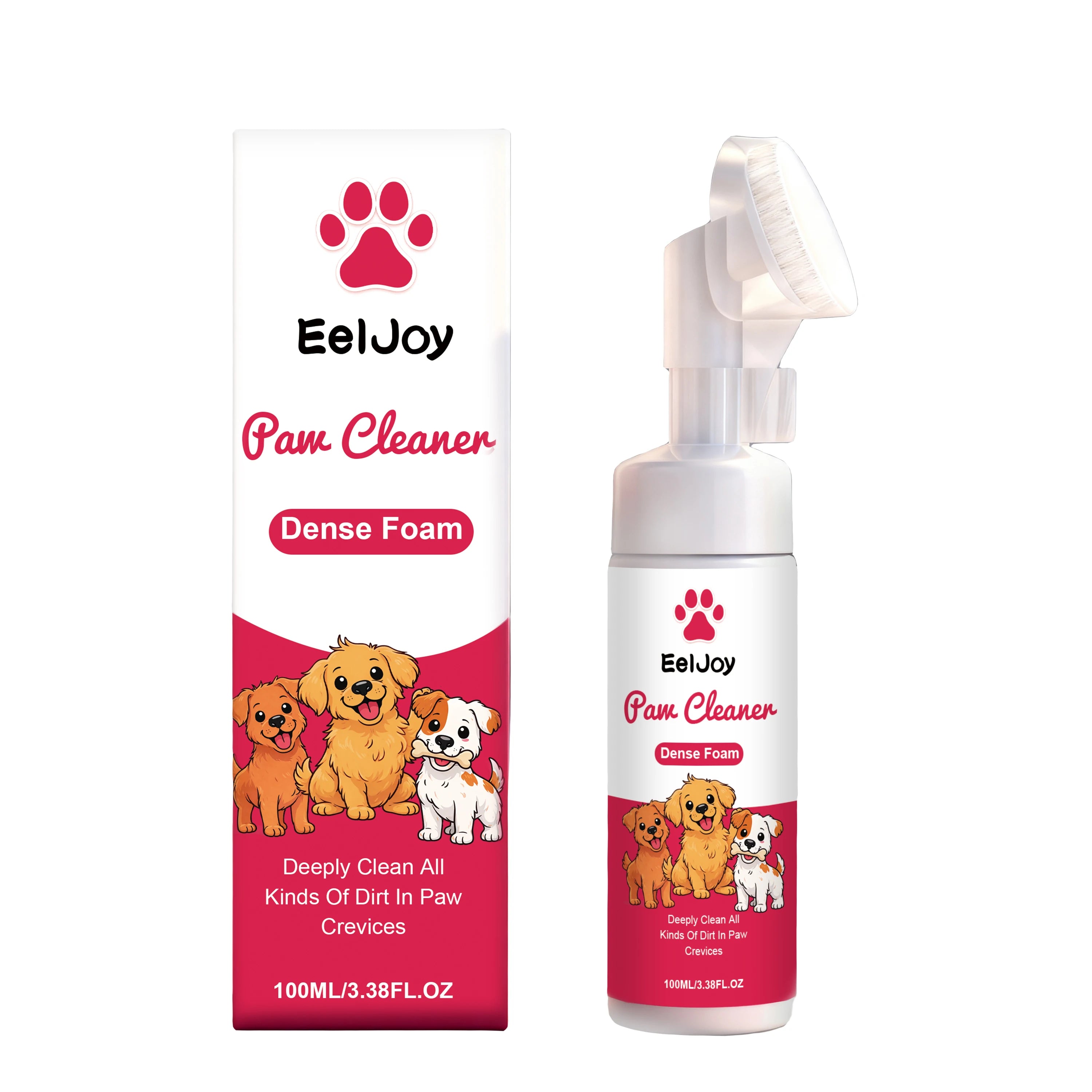 Espuma Limpiadora de Patas para Perros y Gatos de 100 ml con Cepillo, Limpieza Profunda y Rápida, Sin Enjuague, Hidratante, Aroma Fresco, Limpiador para Mascotas