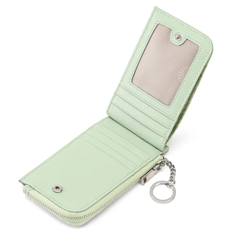 Monedero con cremallera para mujer con diseño en relieve de llavero, múltiples ranuras para tarjetas, billetera de gran capacidad, accesorios de moda
