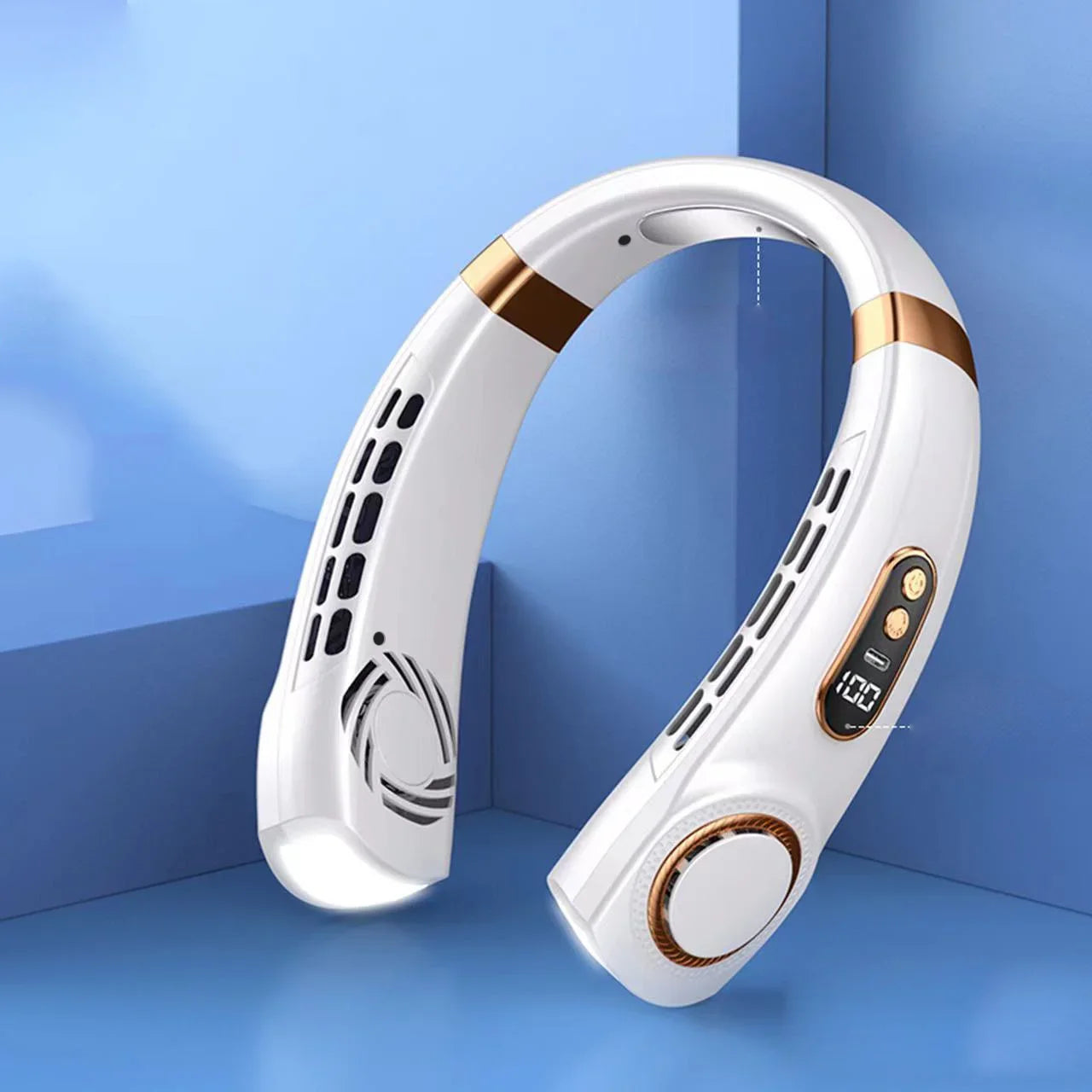 JKUOO Ventilador de cuello recargable, ventilador portátil personal con pilas, ventilador de enfriamiento de cuello USB portátil manos libres para interiores y exteriores