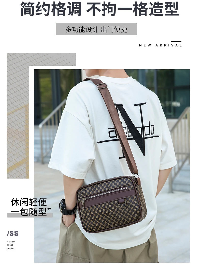 Bolso de hombro con estampado de moda para hombre, bandolera de mensajero de piel sintética, bolso de estilo Vintage para hombre, bolso de hombro, regalo para hombre