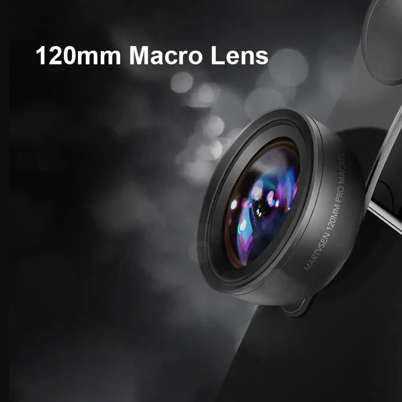 MARTVSEN Lente macro de 120 mm, lente fotográfica de cámara con clip universal súper macro profesional 5K HD 10x para iPhone Samsung Android