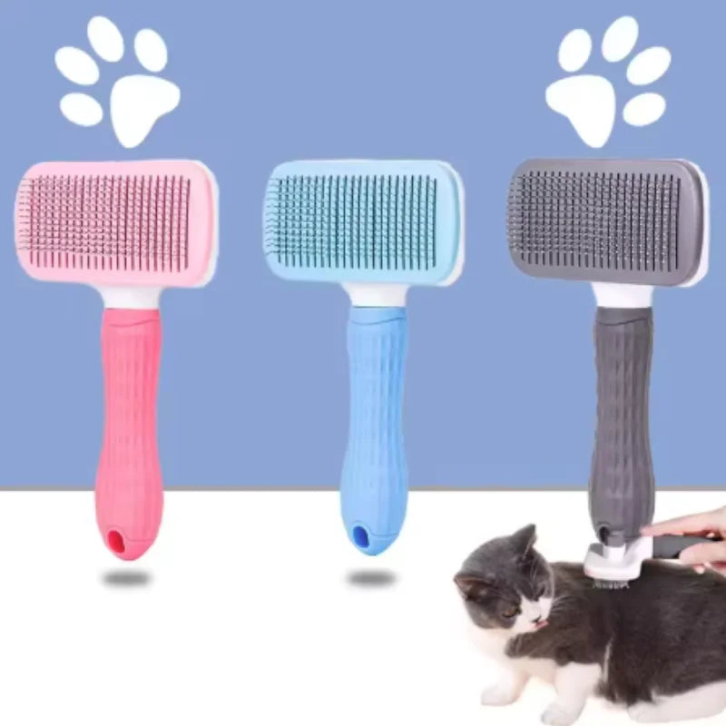 Nuevo peine de masaje para mascotas, cepillo para peinar el pelo, eliminación fácil con un clic del pelo inferior de gatos y perros para el aseo.