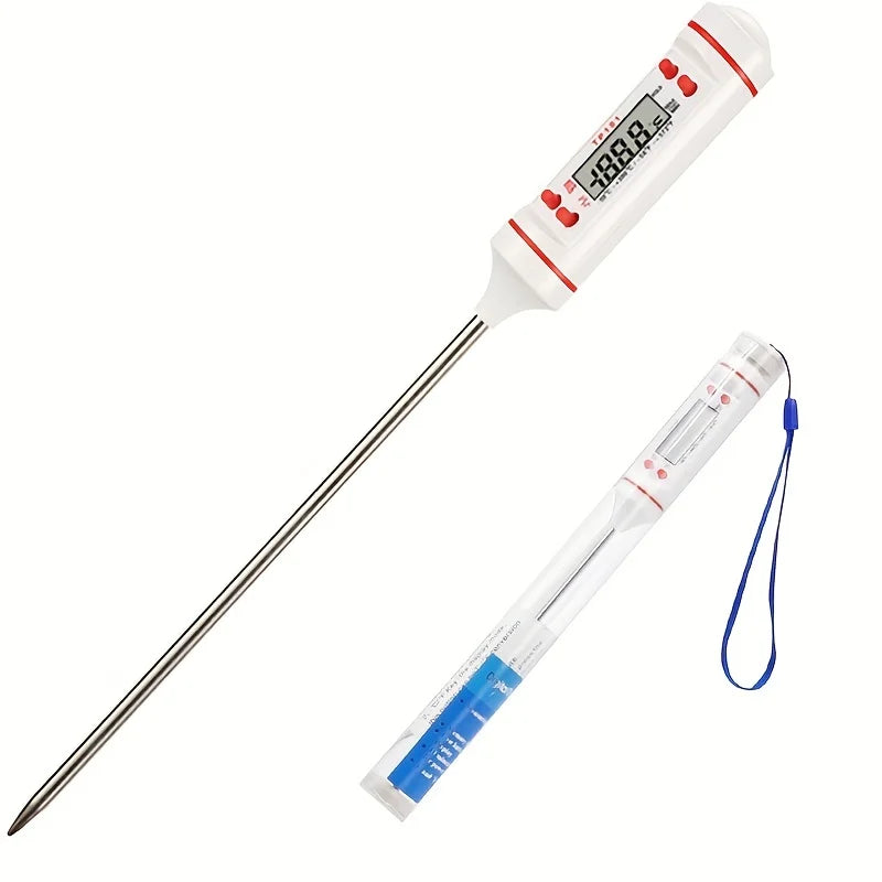 Termómetro digital para carne con sonda para barbacoa para cocinar alimentos, para agua, leche, aceite, horno, medición de temperatura, digital con precisión de 0,1