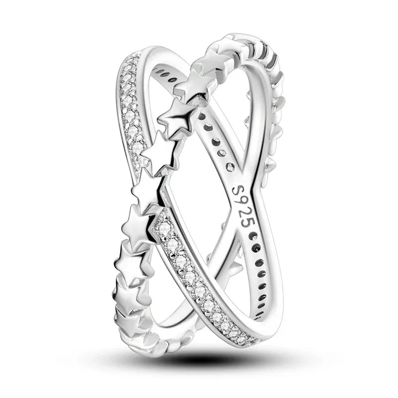 2024 nuevo anillo de plata 925 anillo de lazo brillante de circón anillo de boda de dedo Original S925 DIY regalo de joyería fina para mujer