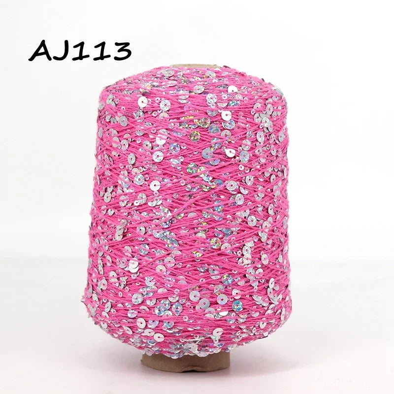 Cooamuu-Hilo de lentejuelas de algodón de lujo, hilo para tejer a mano, 500G/bobina, 3MM + 6MM, accesorios de lentejuelas
