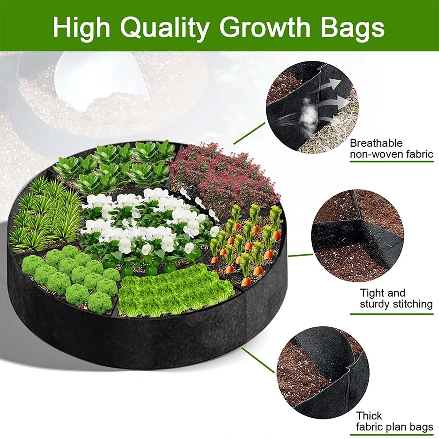 Macetas de Cultivo No Tejidas con 6+1 Compartimentos, Suministros de Jardinería, Macetas de Jardín para Exteriores, Contenedor para Flores y Vegetales, Saco para Semillas