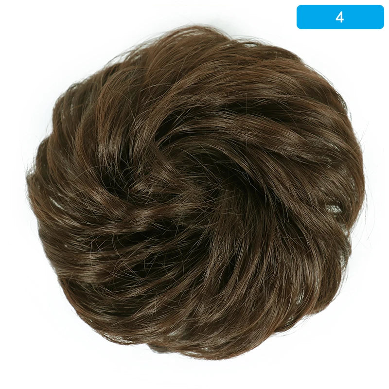 AZQUEEN-extensión de cabello de moño desordenado, banda elástica sintética, moño ondulado rizado, Scrunchies Donut Updo, postizo para mujer