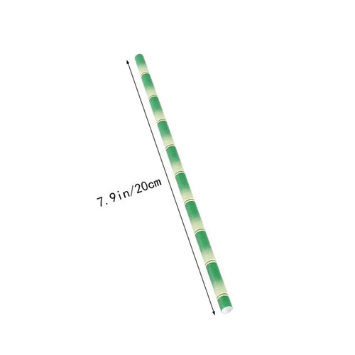 25 unids/lote pajitas de papel de bambú verde Feliz cumpleaños boda evento decorativo suministros para fiestas tropicales pajita para beber