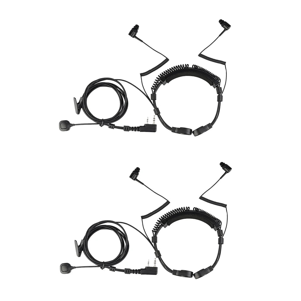 Retevis ETK007 Micrófono de garganta ajustable con PTT de dedo para Baofeng UV-5R Estilo Kenwood Doble aguja Incluye dos auriculares