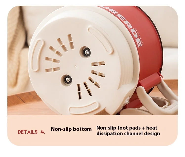 Olla calefactora eléctrica portátil, cocina multiusos de 1,5 l con tapa, Control automático de temperatura, cocina rápida para fideos instantáneos
