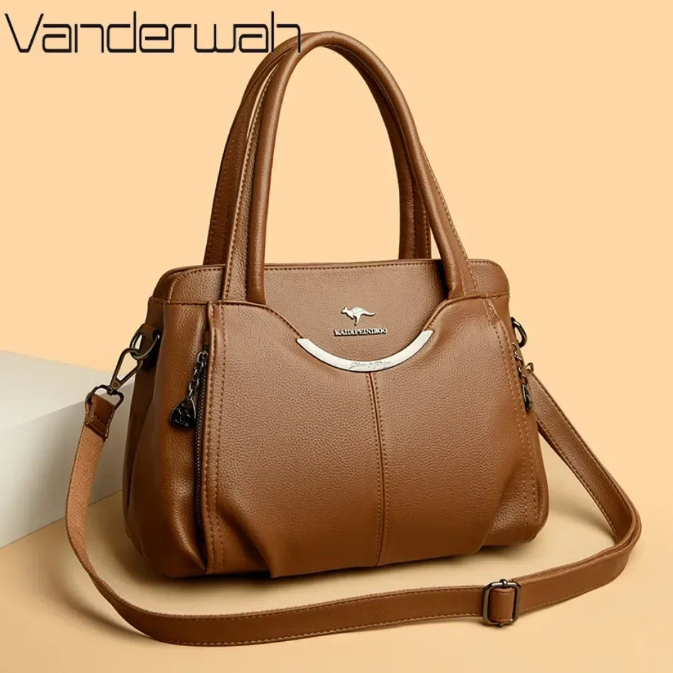 Bolsos de mano de lujo de marca genuina para mujer, bolsos de diseñador, bolsos de hombro de cuero suave, bolsos cruzados para mujer, bolso informal tipo tote.