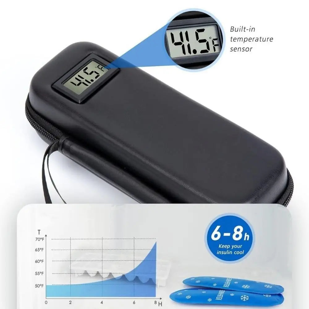 Enfriador de insulina impermeable, Estuche De Viaje, organizador de medicina refrigerado portátil reutilizable, aislado con pantalla de termómetro