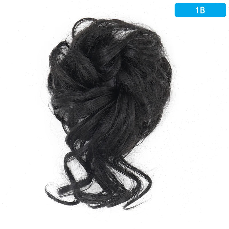AZQUEEN-extensión de cabello de moño desordenado, banda elástica sintética, moño ondulado rizado, Scrunchies Donut Updo, postizo para mujer