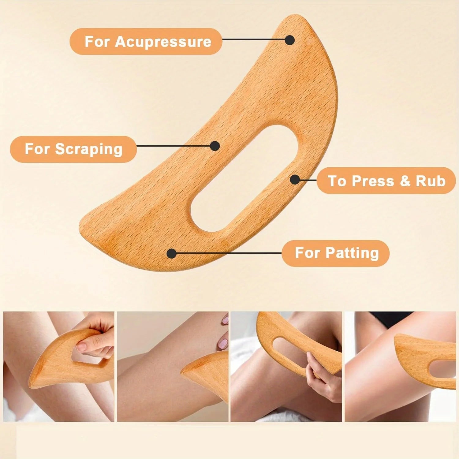 Masajeador de drenaje linfático, herramienta Gua Sha de madera para masaje corporal, raspador para anticelulítico, paleta Gua Sha, 2 uds.