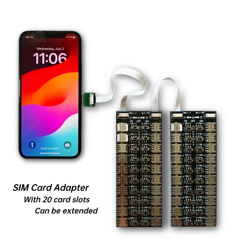Lector de Tarjetas SIM Múltiples con 20 Ranuras, Adaptador de Tarjetas SIM Universal para Android y Apple, Expansión de Gran Capacidad